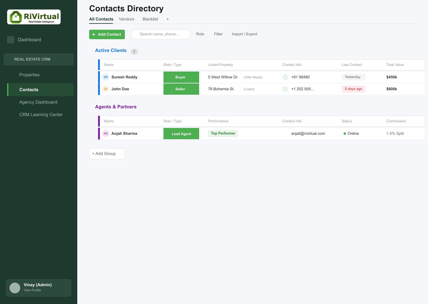 RiVirtual Contacts
